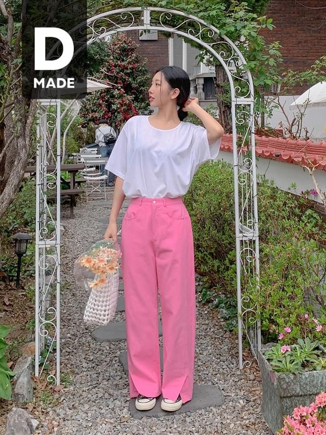 Big size S-4XL sour color slit banding cotton pants cotton pants 长裤