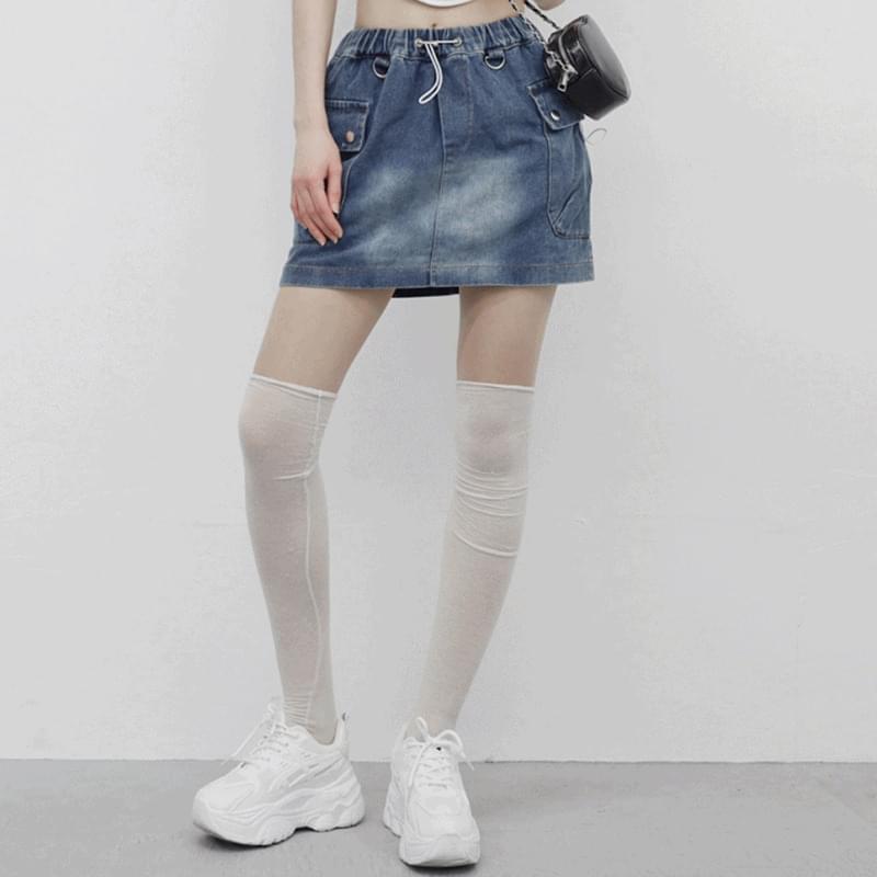 아모 카고 데님 스트링 스커트