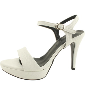 snakeskin platform strap high heel sandals white