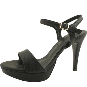 snakeskin platform strap high heel sandals black