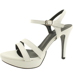 Domestically produced snakeskin gaboshi slim strap high heel sandals white