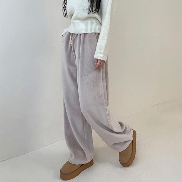 Letra two-way mink Ribbed wide pants