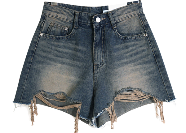 Letto Vintage Faded Short PT Cutting Jeans Shorts Vintage Frayed Denim Shorts Short Pants Hot Pants Wave Cutting Cat Brush