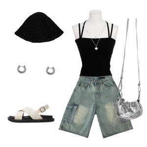 sleeveless,ShortPants,sandals 코디