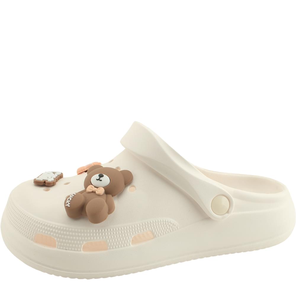 Bear Jelly Soft Rubber Slippers Flat Sandals White 凉鞋