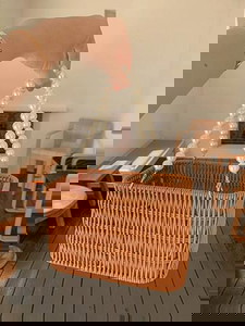 Pearl rattan basket bag