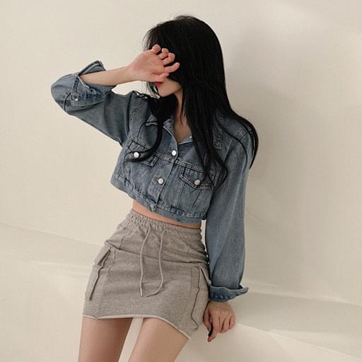 리얼 크롭 데님 자켓 3color