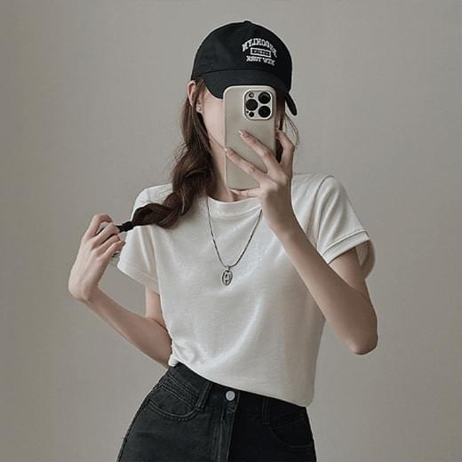 Mute round crop short sleeve t-shirt 4color