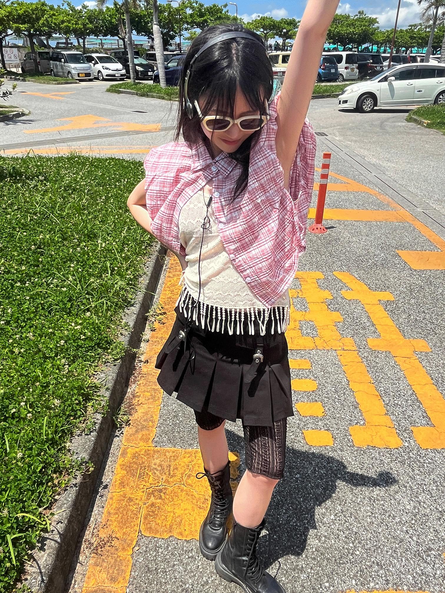 ボリュームシャリング#クロップシャツ