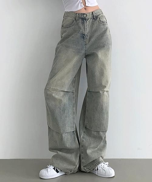 【BOK PLACE】Knee Pin Tuck Balloon Tong Wide Fit Denim Pt XL BOK PLACE】Knee Pin Tuck Balloon Tong Wide Fit Denim Pt XL