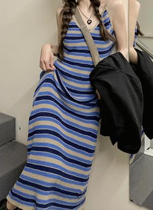 Kanya Striped Knitwear Sleeveless Long Dress