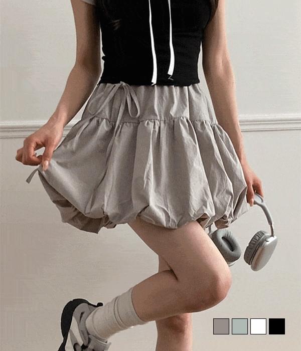 Light ballet core rustling balloon pumpkin ribbon mini skirt