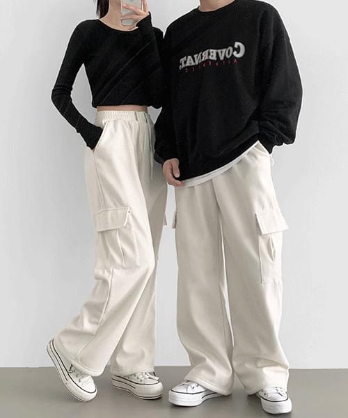 【BOK PLACE】Two-way corduroy golden longwide jogger pants BOKPLACE - Corduroy golden two-way couple banding training