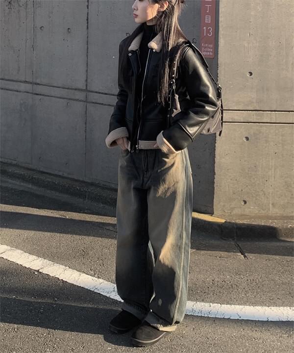 Mercy Fleece Leather Shearling