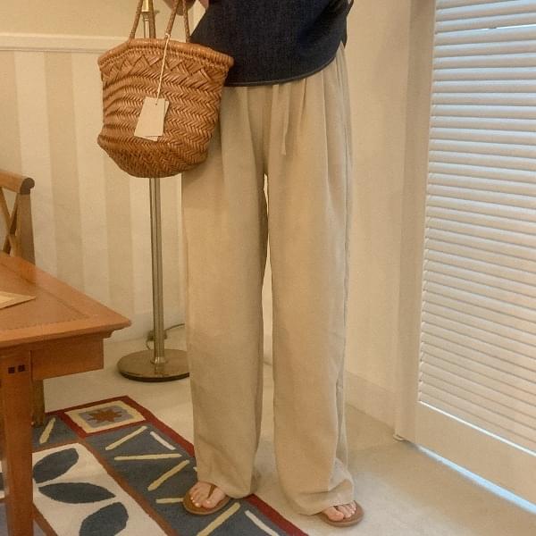 レスワンリネンワイドバンディングパンツ