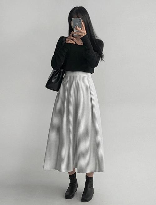 Marine striped long skirt -2color