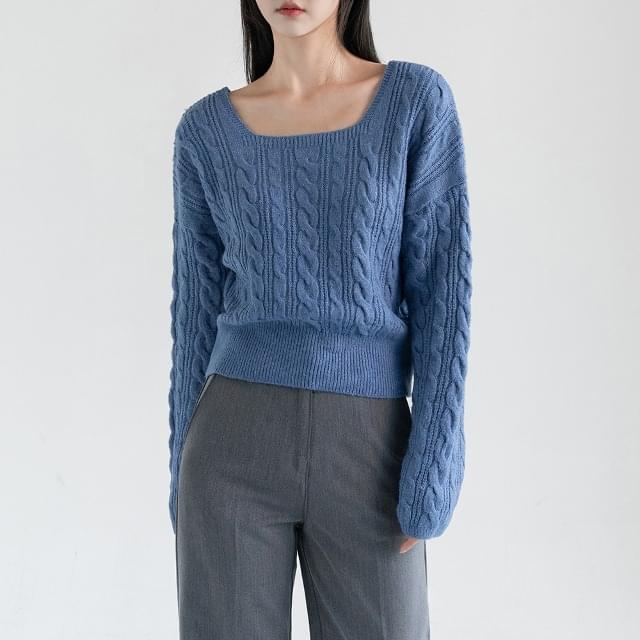 Big size 55-88 Flav Square Twisted Long Sleeve Knitwear Wedding Guest Look 针织衫