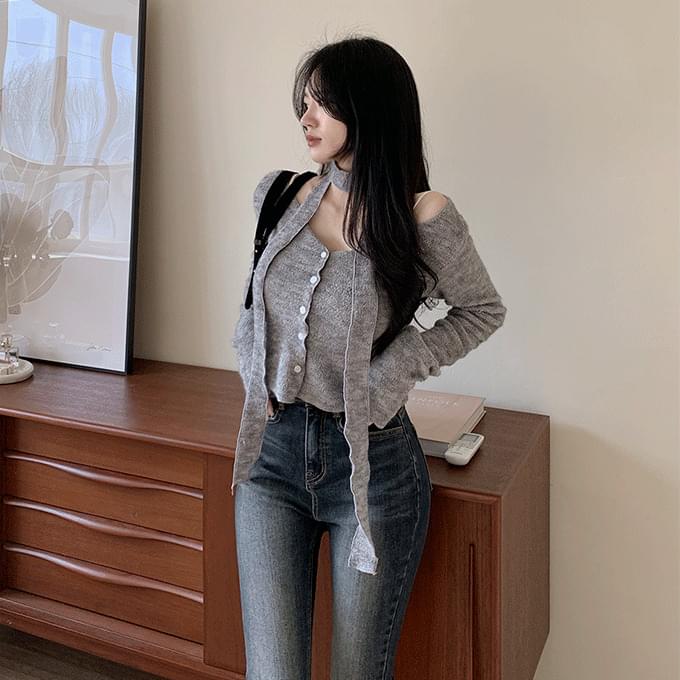 Shub cardigan muffler set -3 colors