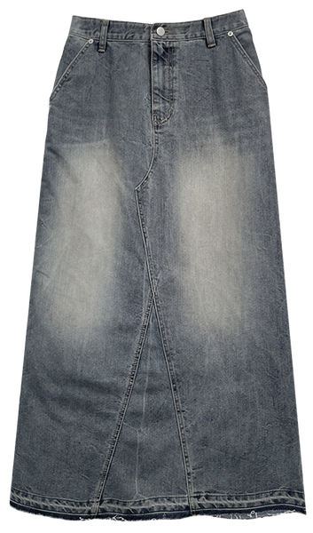 CUT-OFF LONG DENIM SK