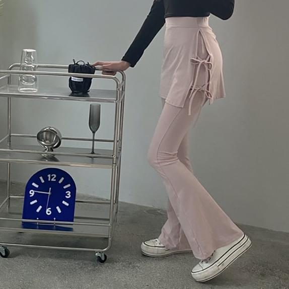 Maybee Ribbon Wrap Skirt Leggings Wrap Skirt Leggings Flared Leggings Trumpet Leggings Layered Ribbon Wrap Skirt Y2K Ballet Core Look Tight Banding Band