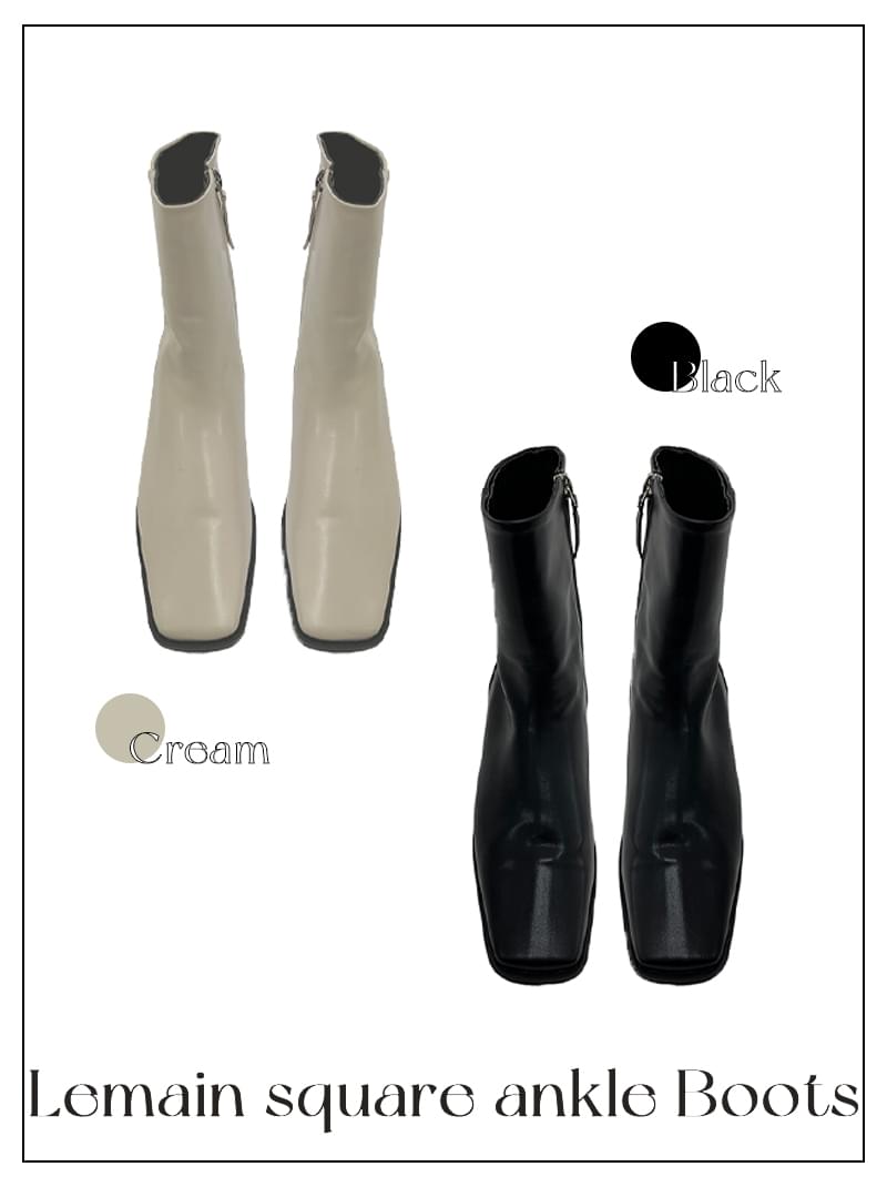LEMAIN SQUARE ANKLE BOOTS (cream / black)