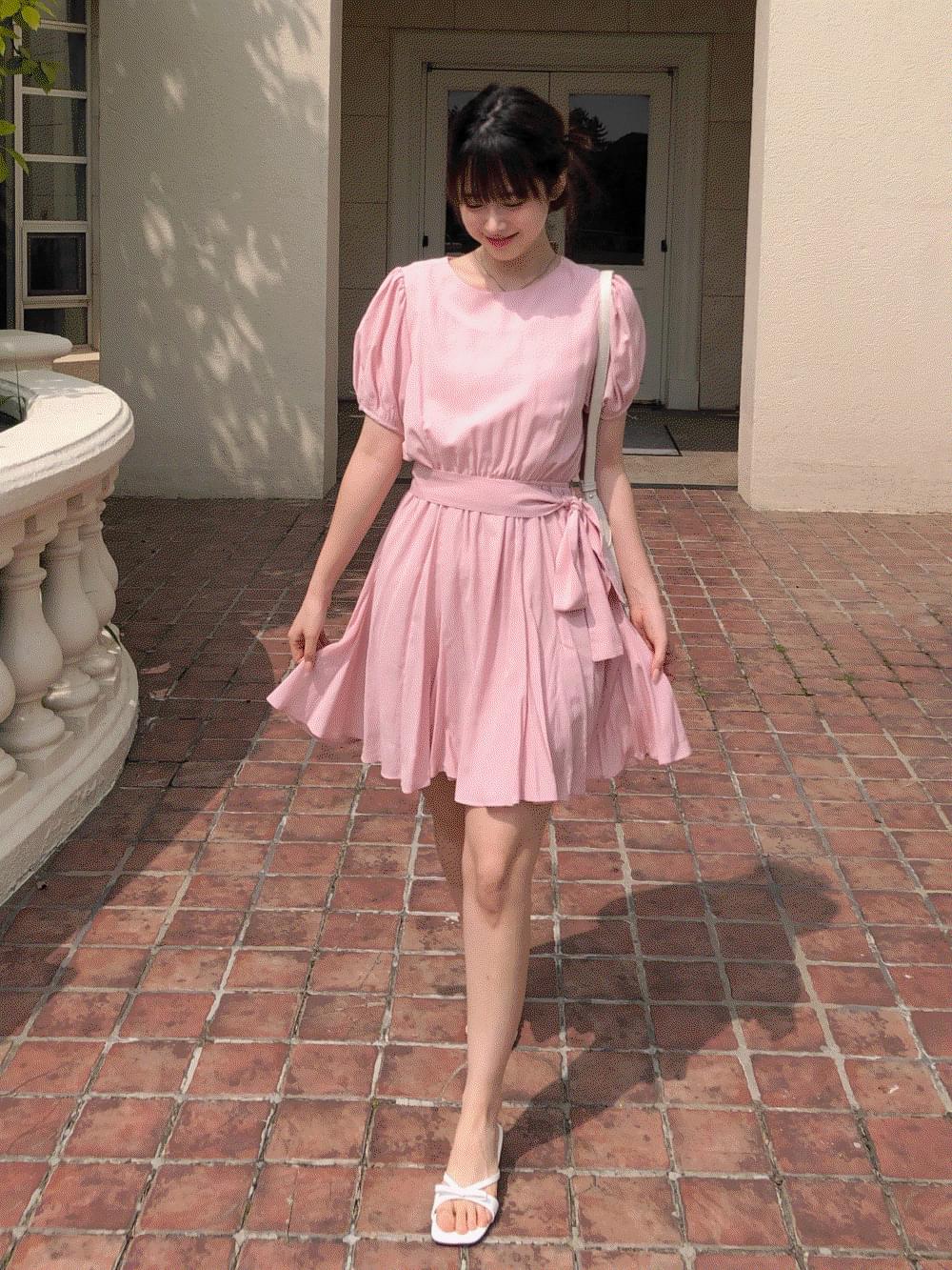Marron shirring mini Dress 3 colors