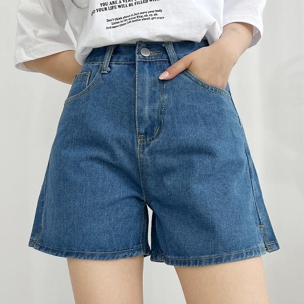 Ready side slit denim short pants 短裤