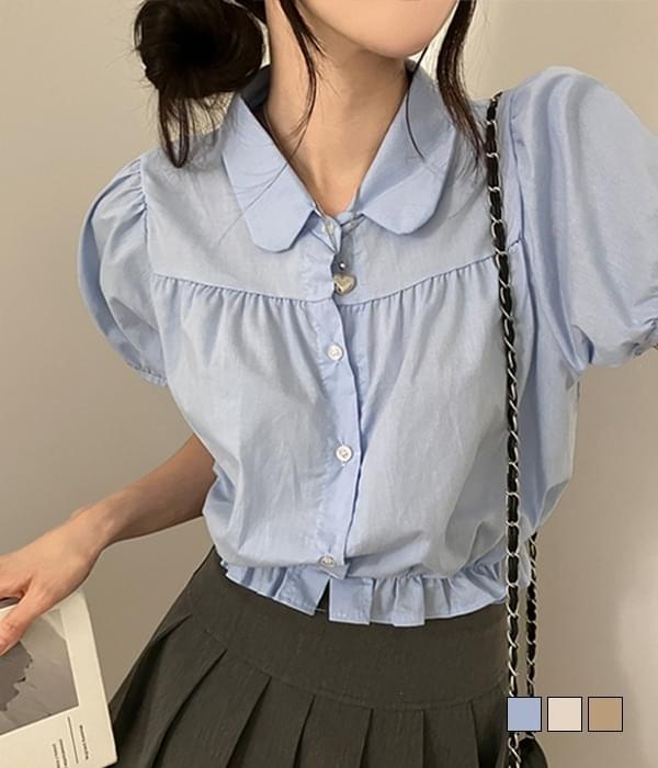 Camomile round collar banding short sleeve blouse 短袖上衣
