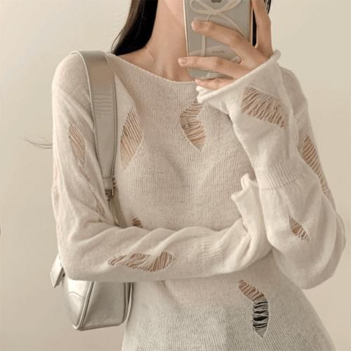 Oldet Uncut Slit Slim Damage Knitwear