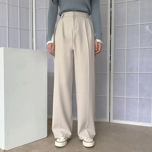 One button high waist back banding slacks