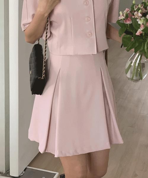 마르티 뒷밴딩 핀턱 A라인 린넨 미니 스커트