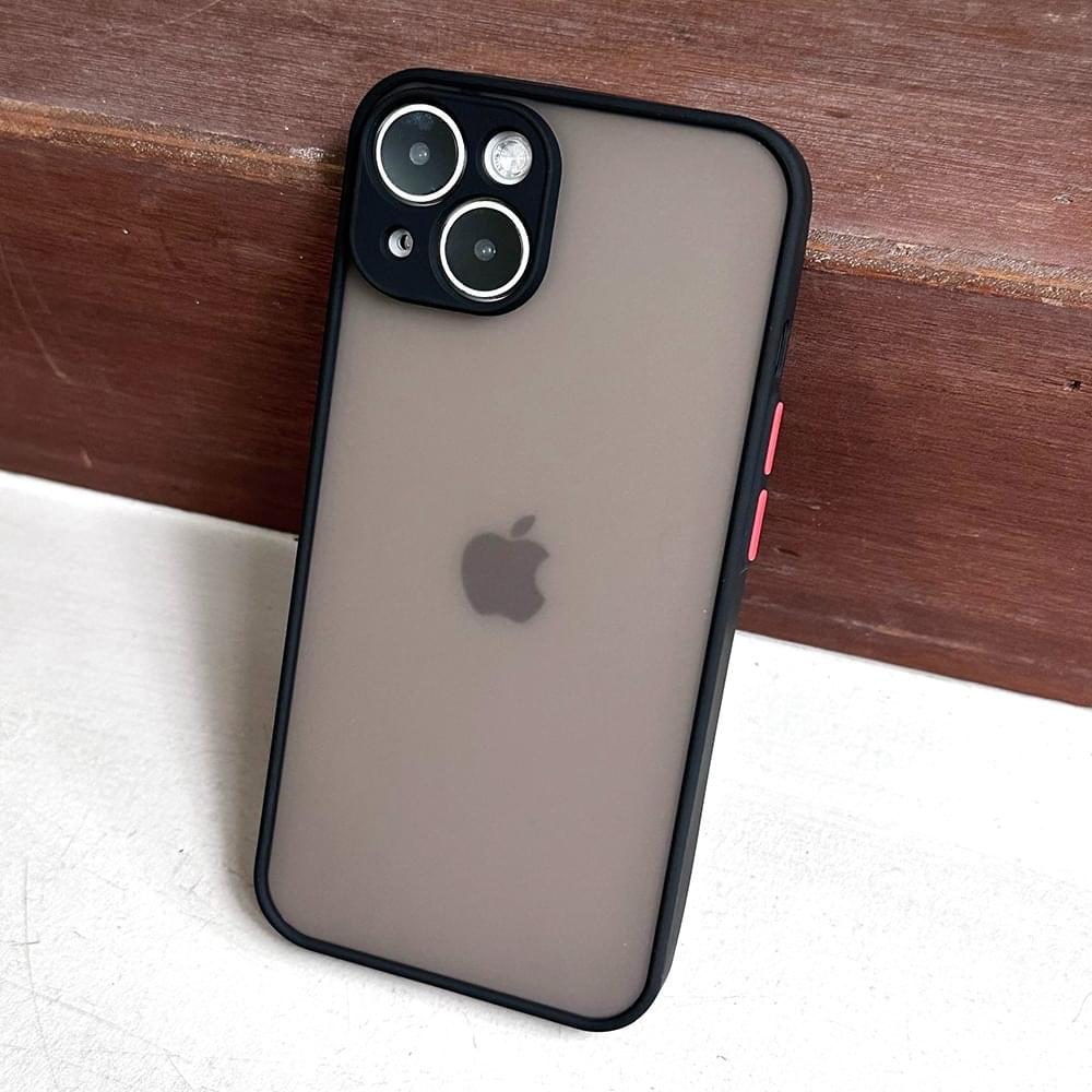 Simple opaque black and white black border full cover iPhone case