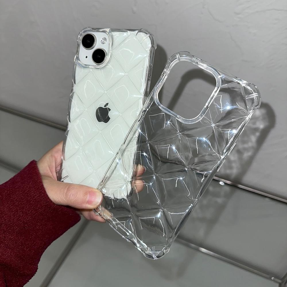 Square Embossing Pattern Transparent iPhone Case