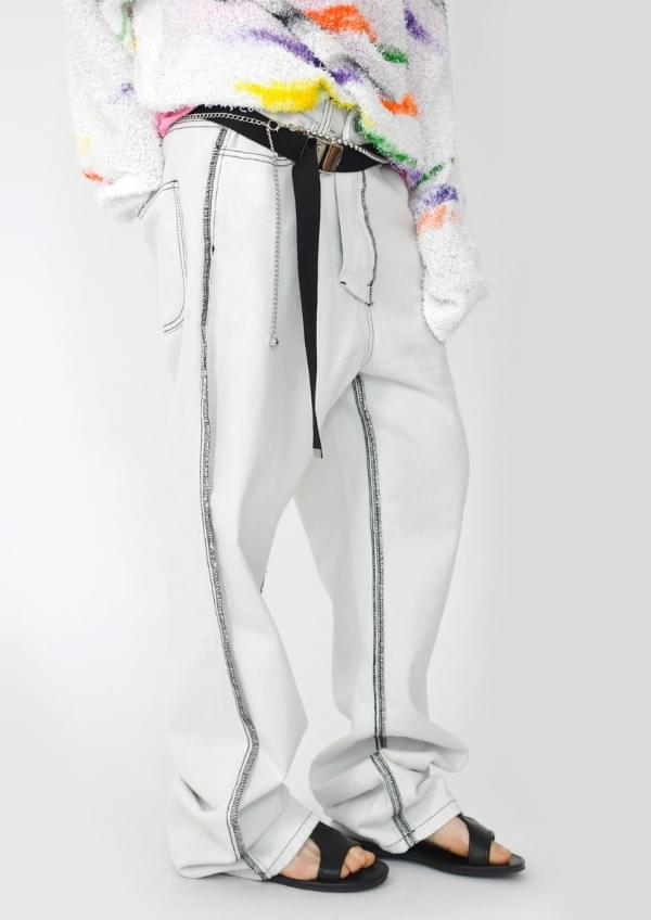 Reverse stitch denim pants (3color)