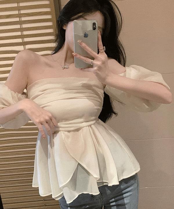 Delisha off-shoulder drape lace blouse