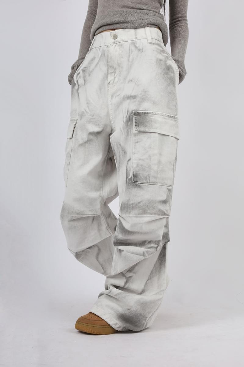 【COLOR iN ID】Dirty washed cargo pants COLOR iN ID - Dirty Faded cargo pants - Codibook.