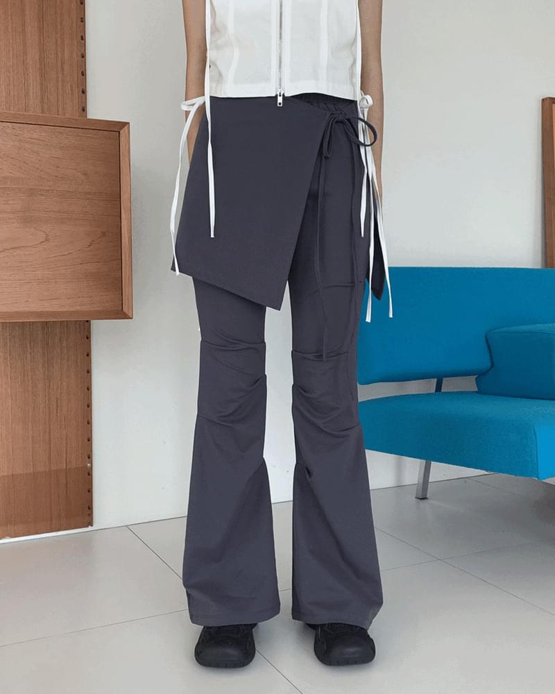 New Jeans skirt pants two-way pin tuck shirring Flared skirt pants