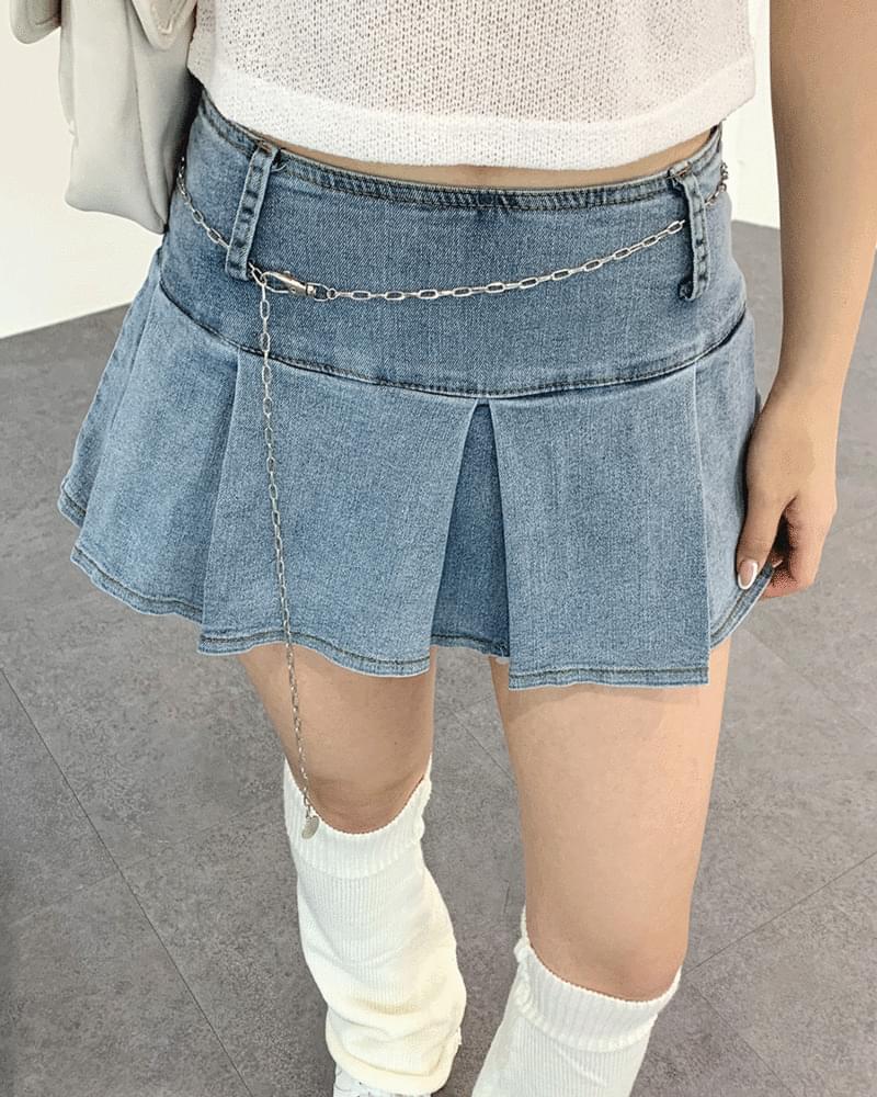 【WONDER WONDER】Blocket y2k Low Rise Pleated Denim Mini SK wonderwonder - Black y2k low-rise pleated denim mini skirt