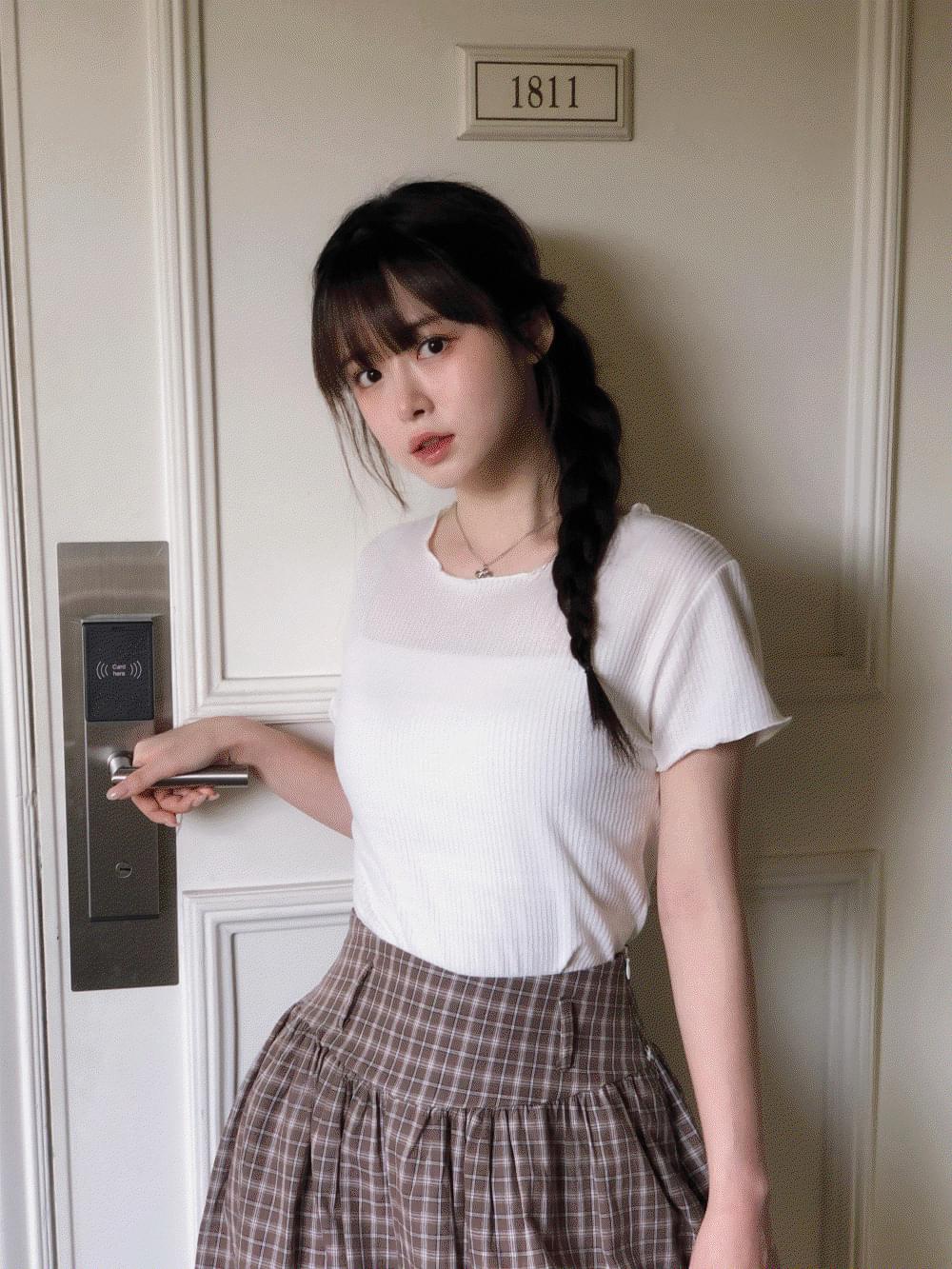Wave wave Ribbed short sleeve t-shirt 4 colors
