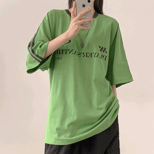 Dance color combination lettering track overfit short sleeve t-shirt 短袖上衣