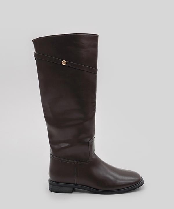 Halson leather strap wide long boots