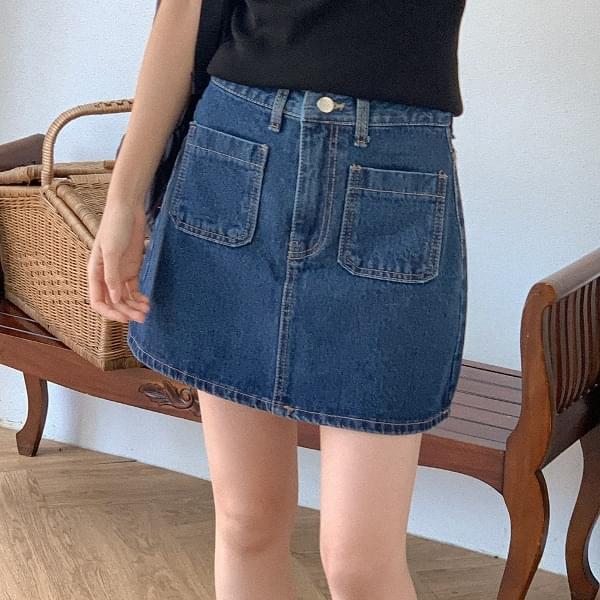 Tibia denim pocket miniskirt