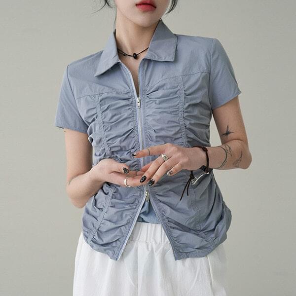 Roughy two-way shirring jacket