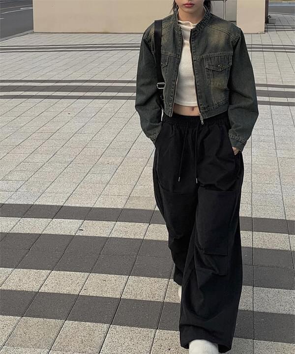 【Anyone more】Peach pintuck string wide pants anyonemore - Peach pintuck string wide pants - Codibook.