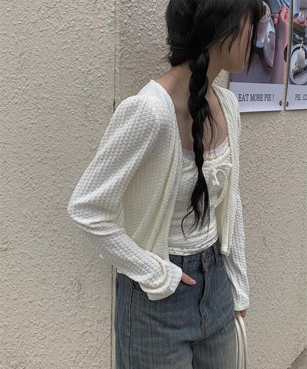 Yayo Crop Sleeveless Cardigan Set