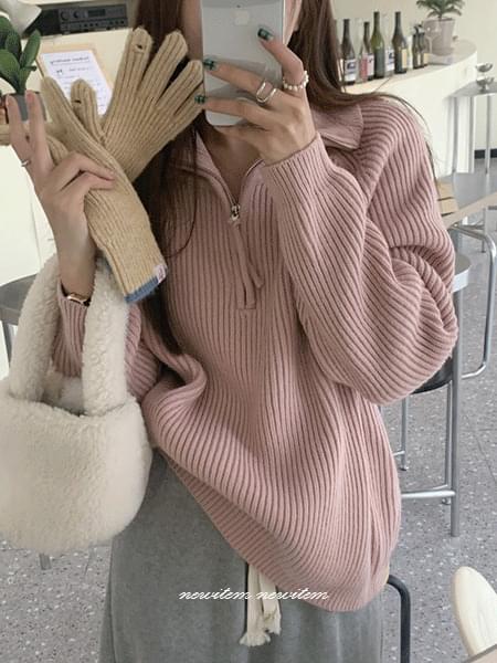 Loose Half Zip Up Knitwear