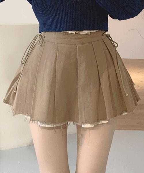 Puffing cutting pleated mini skirt
