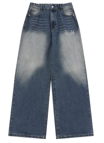 ★MUCENT★ Palma Wide Denim Pants Long Over Washing Wide Uni MUCENT - PALMA WIDE DENIM PANTS Palma wide denim pants long