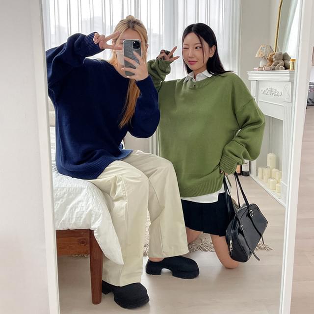 Big Size 55-110 Lulu Loose-fit Fit Split Round Knitwear 针织衫