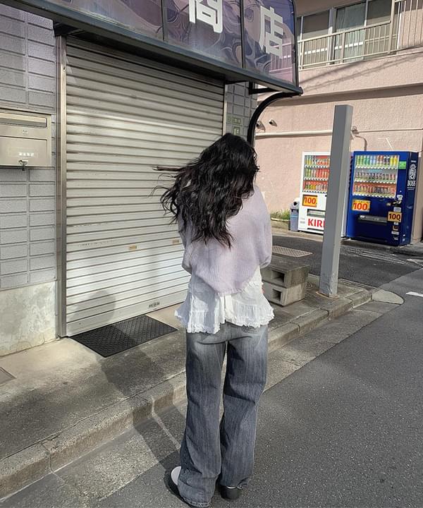 웨이 흑청 와이드 팬츠